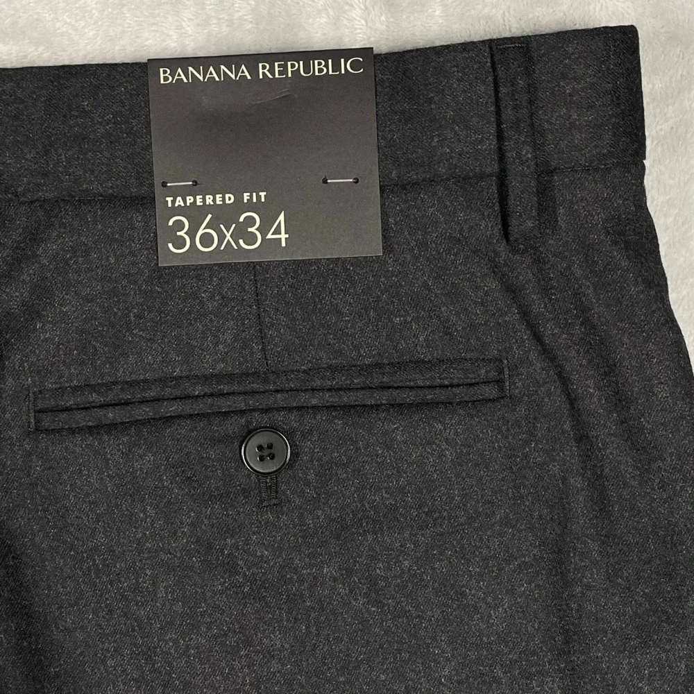 Banana Republic Mens 36x34  Vitale Barberis Canonico Wool Pants Grey NWT $159